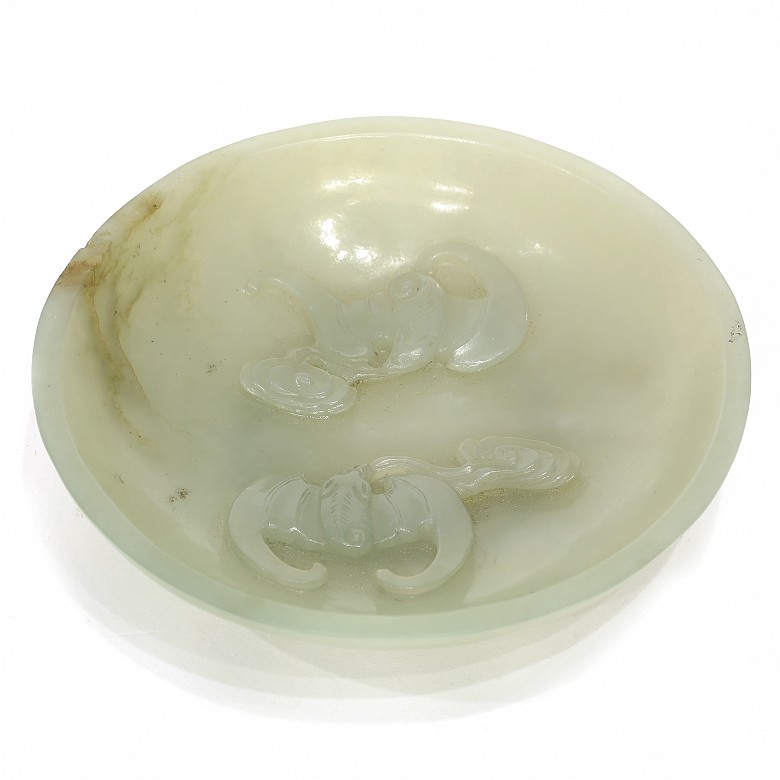 Jade bowl (笔洗) with bats, Qing dynasty. - 7