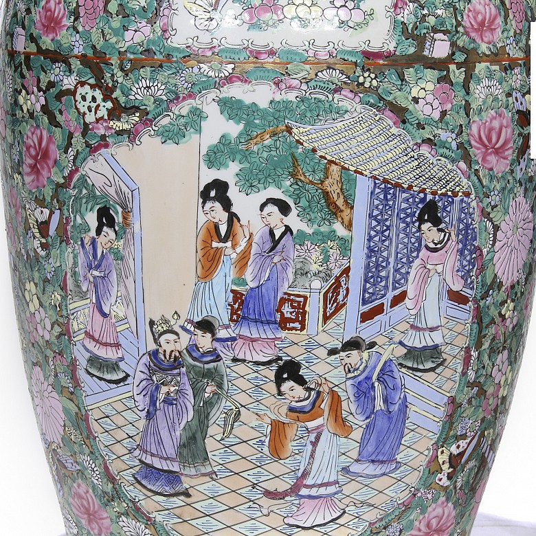 Pareja de jarrones de porcelana cantonesa, s.XX - 3