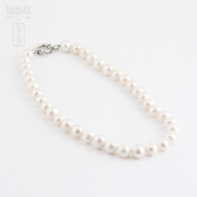 Necklace with Natural pearl sterling silver closure, 925 - 2