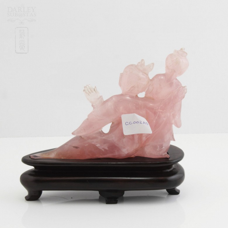 Chinese rose quartz figure - 4