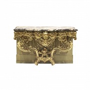 Consola de estilo italiano de madera tallada y policromada, s.XX