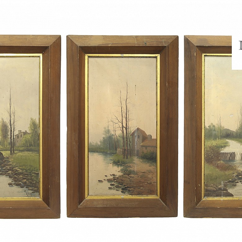 R. Molas (19th century) Set of three landscapes
