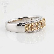 Fantastic 18k gold ring and Fancy diamonds - 1