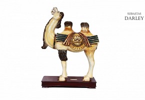 Large ivory camel with polychrome details, China, early 20th century