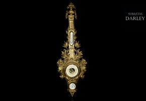 Gilded wood barometer, Louis XVI style, 20th century