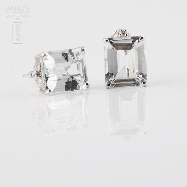 earrings  Aquamarine 10.40cts  and diamond 18k white gold - 1
