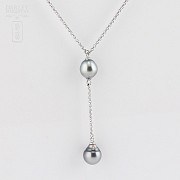 necklace with Tahitian pearl  in 925 silver - 1