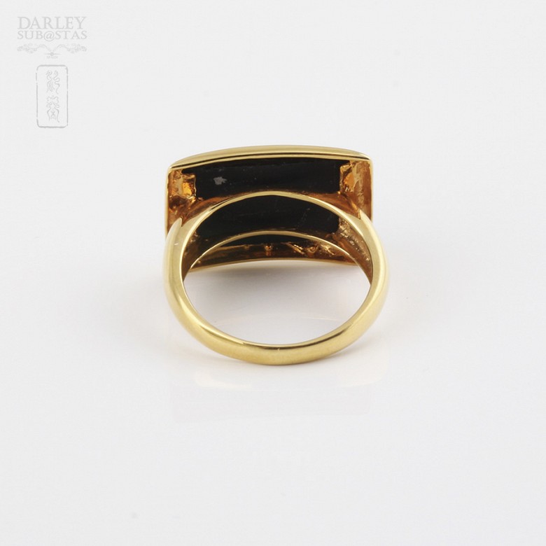 18k gold ring and natural onyx - 3