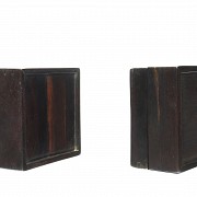 Pair of wooden boxes with inlaid wood, 20th century