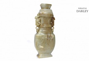 Carved jade vase, Qing dynasty.