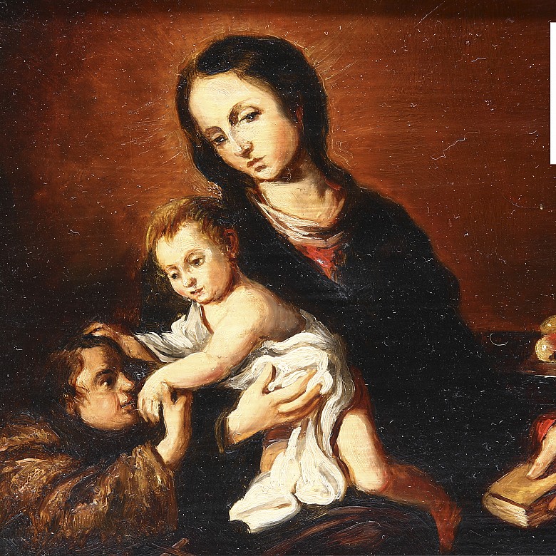 Pintura sobre cobre “Virgen María” “San Francisco de Asís”, s.XX