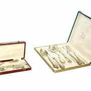 Lot of two sets of cutlery with box.