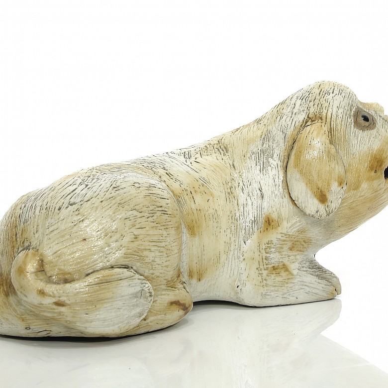 Porcelain enameled dog, 20th Century