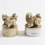 Dos sellos ovales de marfil chino - 10