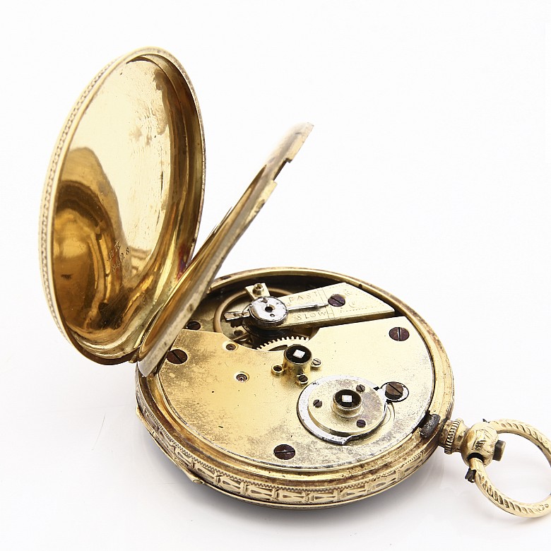 Lady's pocket watch in 18k gold, 19th c.