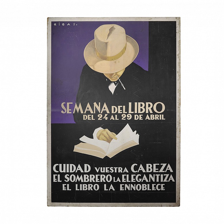 Federico Ribas Montenegro (1890 - 1952) Panel publicitario. Semana del libro Madrid, 1931.