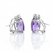 Earrings in 18k white gold with amethysts and diamonds - 3