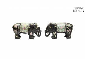 Pair of porcelain elephants