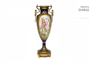 Enameled porcelain vase with gilt bronze mount, circa 1900.