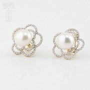 Preciosos pendientes con perla y diamantes - 4