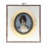 Lot of four miniatures with portraits of ladies, 19th c. - 4