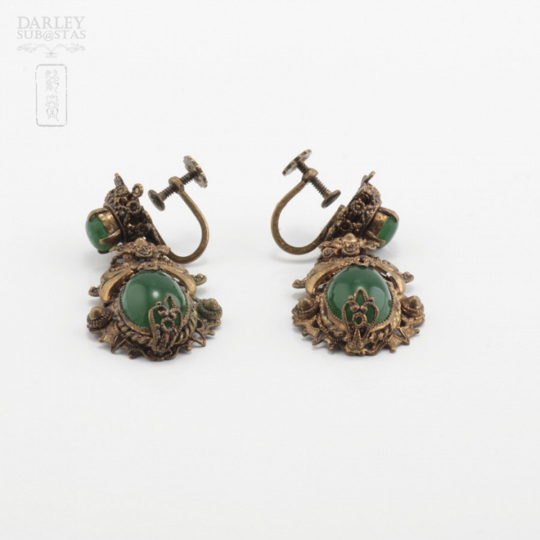 Pair of earrings plated brass. - 1