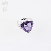 Ring with amethyst and diamonds in 18k white gold. - 4