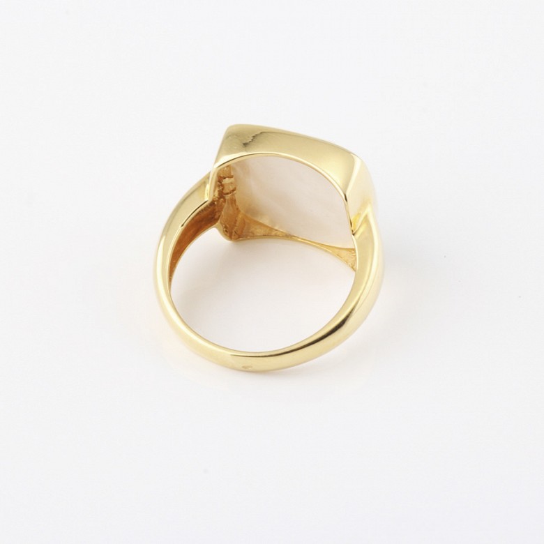 ring with Natural pearl in 18k yellow gold - 2