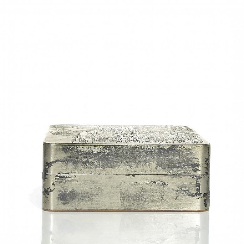 Silver-plated metal ink box, 20th century
