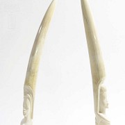 Pair of carved tusks - 11