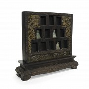 Buddhist altar of carved wood, with jade Buddhas, Qing dynasty. - 1