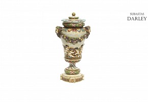 Enameled porcelain cup, Capodimonte, 20th century