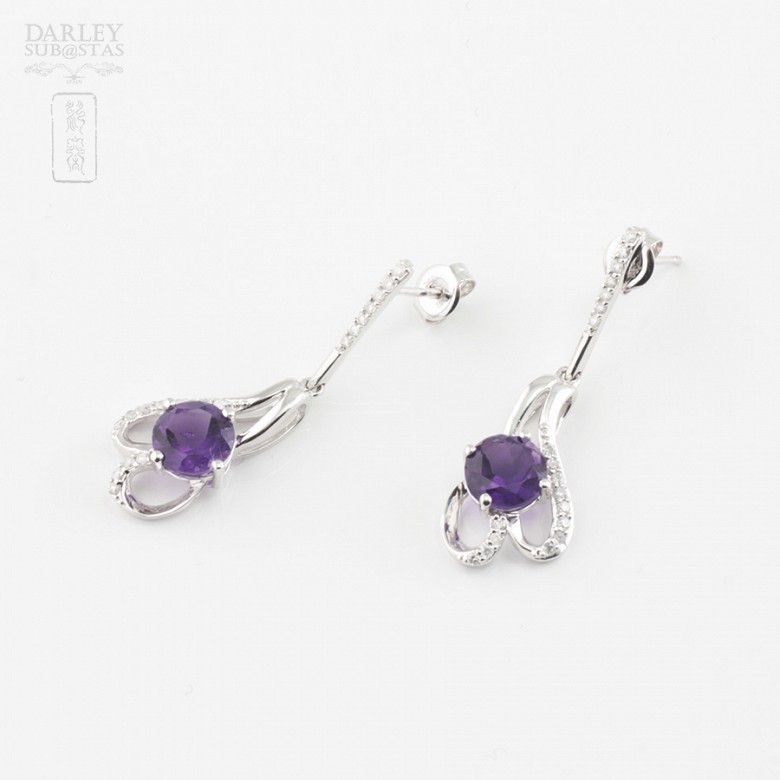 Precious amethyst and diamond earrings - 1