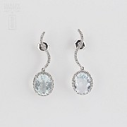 Earrings Aquamarine 4.15 cts and diamond in white gold - 4
