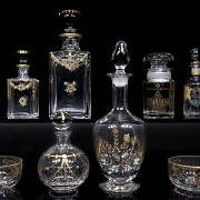 Collection of carved and enameled glass, 19th century