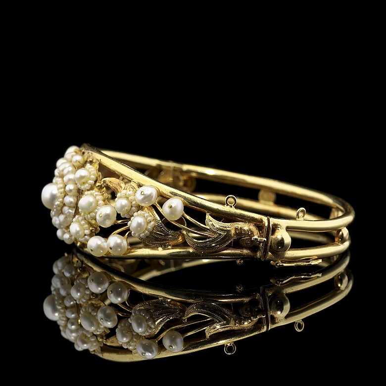 18k gold and cultured pearls bracelet - 5