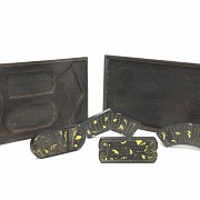 Cuatro piezas de tinta en su caja, dinastía Qing