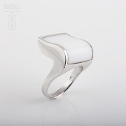 Ring with White porcelain in sterling silver, 925