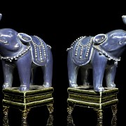 Pair of glazed porcelain elephants, 19th century