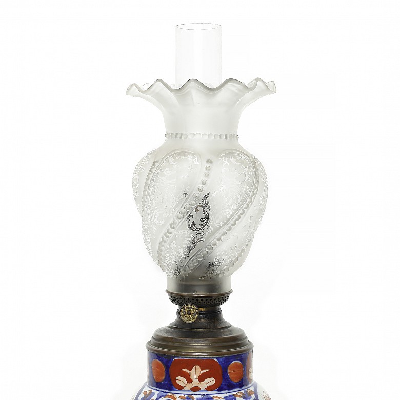 Jarrón de porcelana japonesa, con lámpara, S.XX - 3