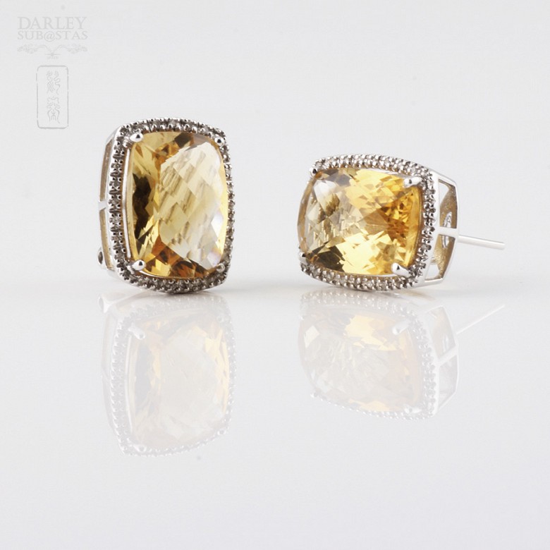 earrings with 12.16cts  citrine and diamonds in 18k white gold - 4