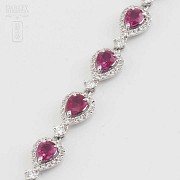 18k white gold bracelet with rubies and diamonds. - 10
