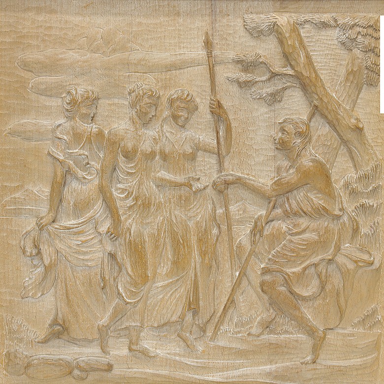 Vicente Andreu. Cuatro tallas de madera con marco, S.XX - 3