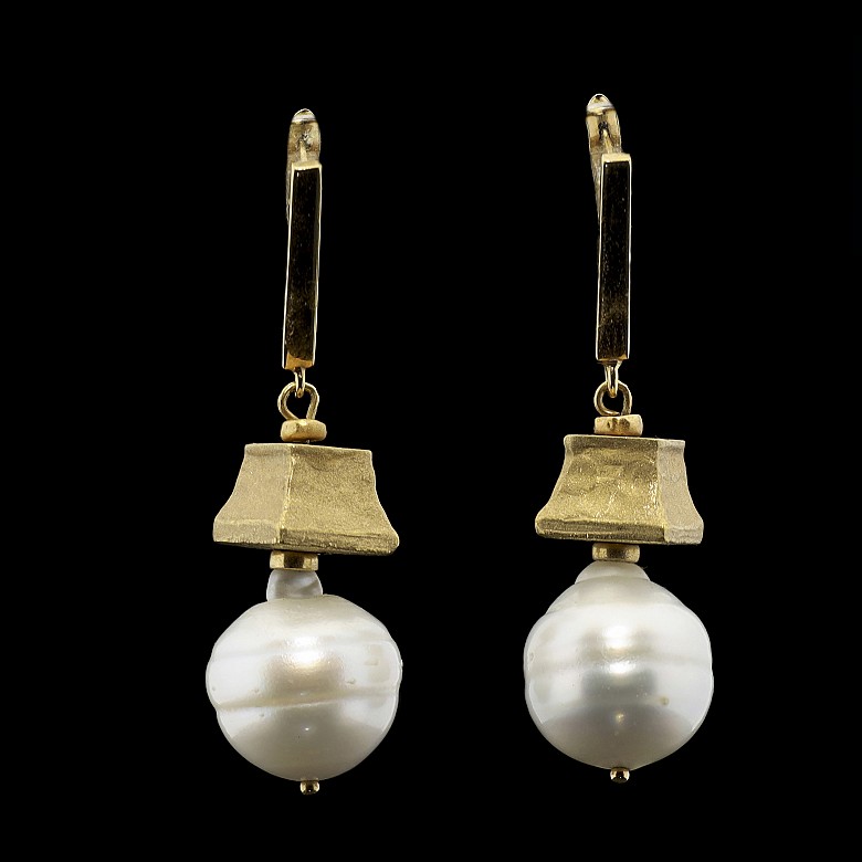 18k yellow gold and pearls earrings and ring set - 5