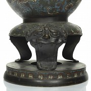 Jarrón de cloisonné en bronce esmaltado, S.XX