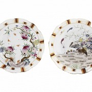A famille rose pair of dishes, China, 20th century