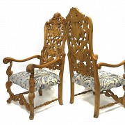 Pair of large oak armchairs, 20th century - 3