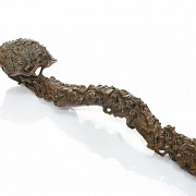 Carved wooden ruyi stick, Qing dynasty