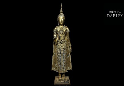 Buda tailandés de bronce dorado, S.XX