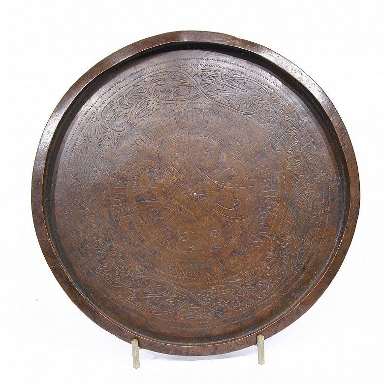 Large copper offering tray, Indonesia.